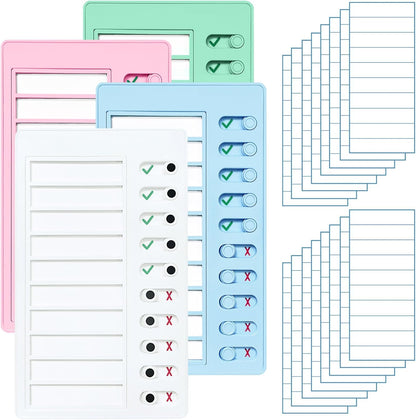 4 pcs Chore Chart for Kids Multiple Kids,Removable to Do List Plastic Chore Board with Replacement Cardboard,Sliding Routine Chart,ADHD Tools and Visual Schedules (Blank Checklist)