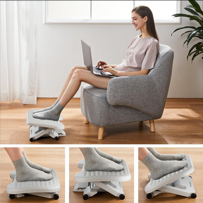 HUANUO Adjustable Desk Footrest, Foot Rest for Under Desk at Work with Massage, Adjustable Foot Stool with 3 Height Position & 30 Degree Tilt Angle Adjustment for Home, Office, Gray