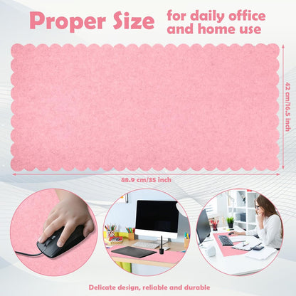 Copkim 35 x 16.5 Inch Felt Desk Mat with Scalloped Edges, Large Felt Mouse Pad Non Slip Scalloped Computer Laptop Desktop Pad for Keyboard and Mouse Home Office(Gray)
