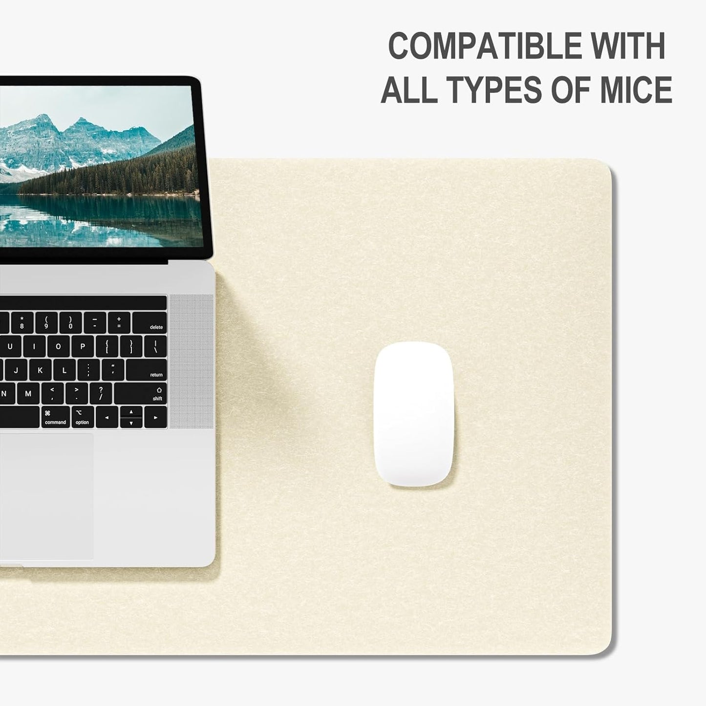 Auhoahsil Felt Desk Mat, Minimalist Large Mouse Pad XXL 35.5 x 15.7 in, Desk Matt for Desktop, Keyboard, Laptop, Computer, Office, Work from Home, Gaming, White