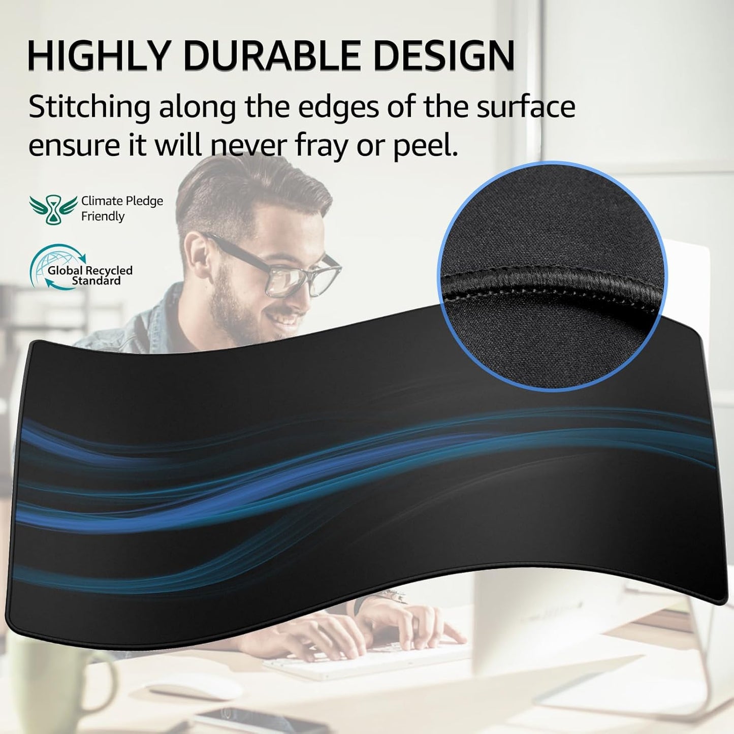 KTRIO Large Gaming Mouse Pad Desk Mat, Superior Micro-Weave Cloth for Precise Mouse Control, Non-Slip Rubber Base, Stitched Edges, Water-Resistant, for Gamer, Office & Home, 31.5" x 11.8" inches