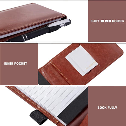Camelmother 10 Pieces Small Notepad Holder Set Pocket Notebook 3 x 5 Inch with Pen