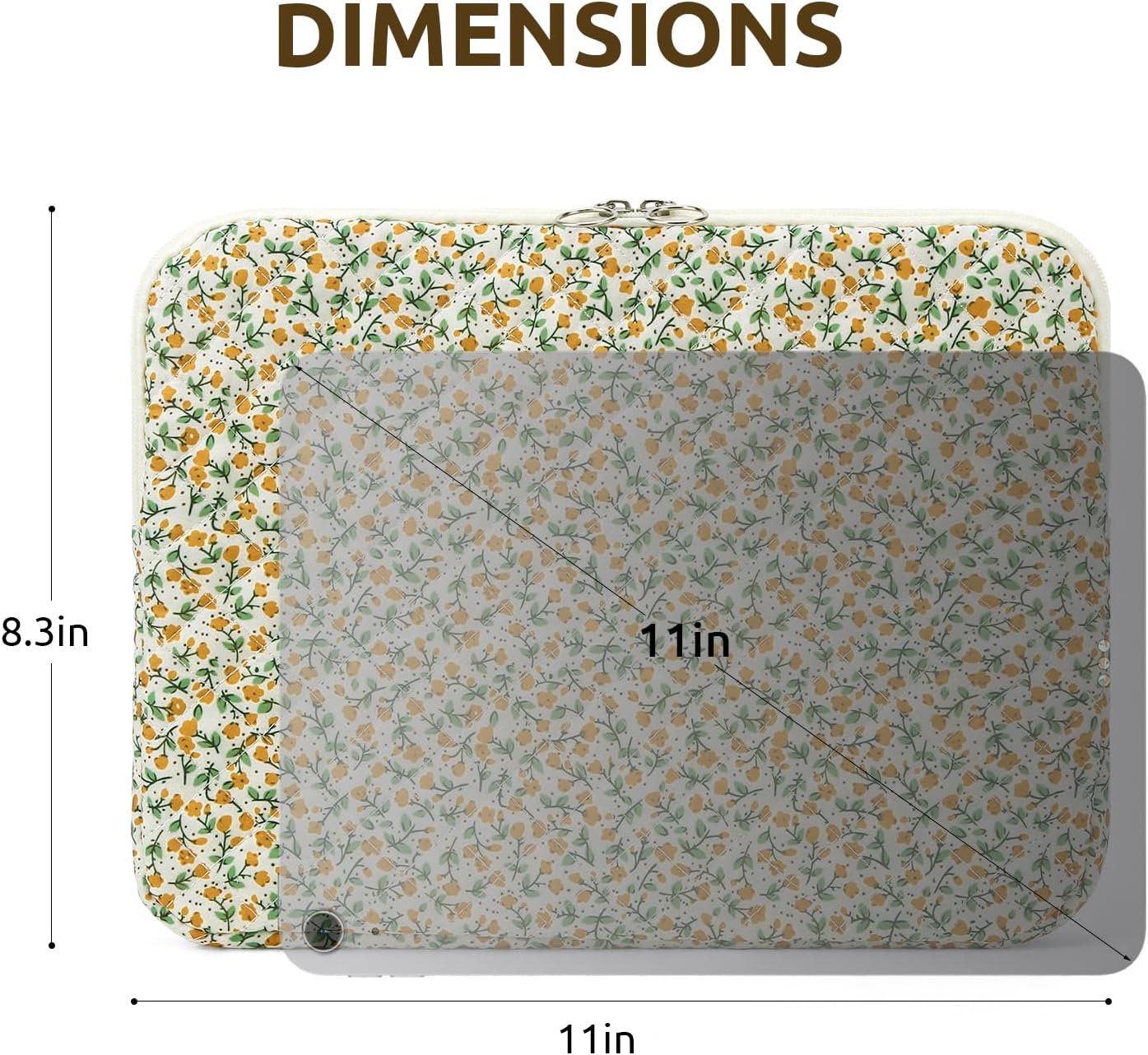 Puffy Laptop Sleeve 13 Inch Cute Quilted Laptop Protective Case Padded Floral Computer Sleeve for MacBook (A-Blue, 13 Inch)