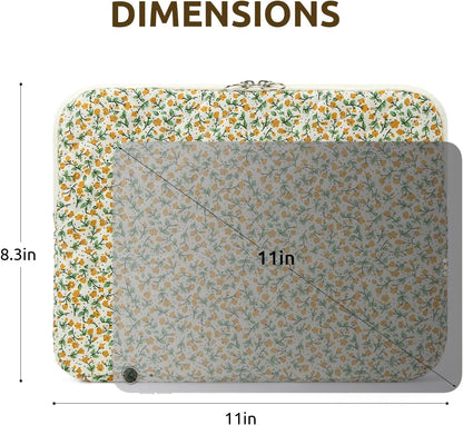 Puffy Laptop Sleeve 13 Inch Cute Quilted Laptop Protective Case Padded Floral Computer Sleeve for MacBook (A-Blue, 13 Inch)