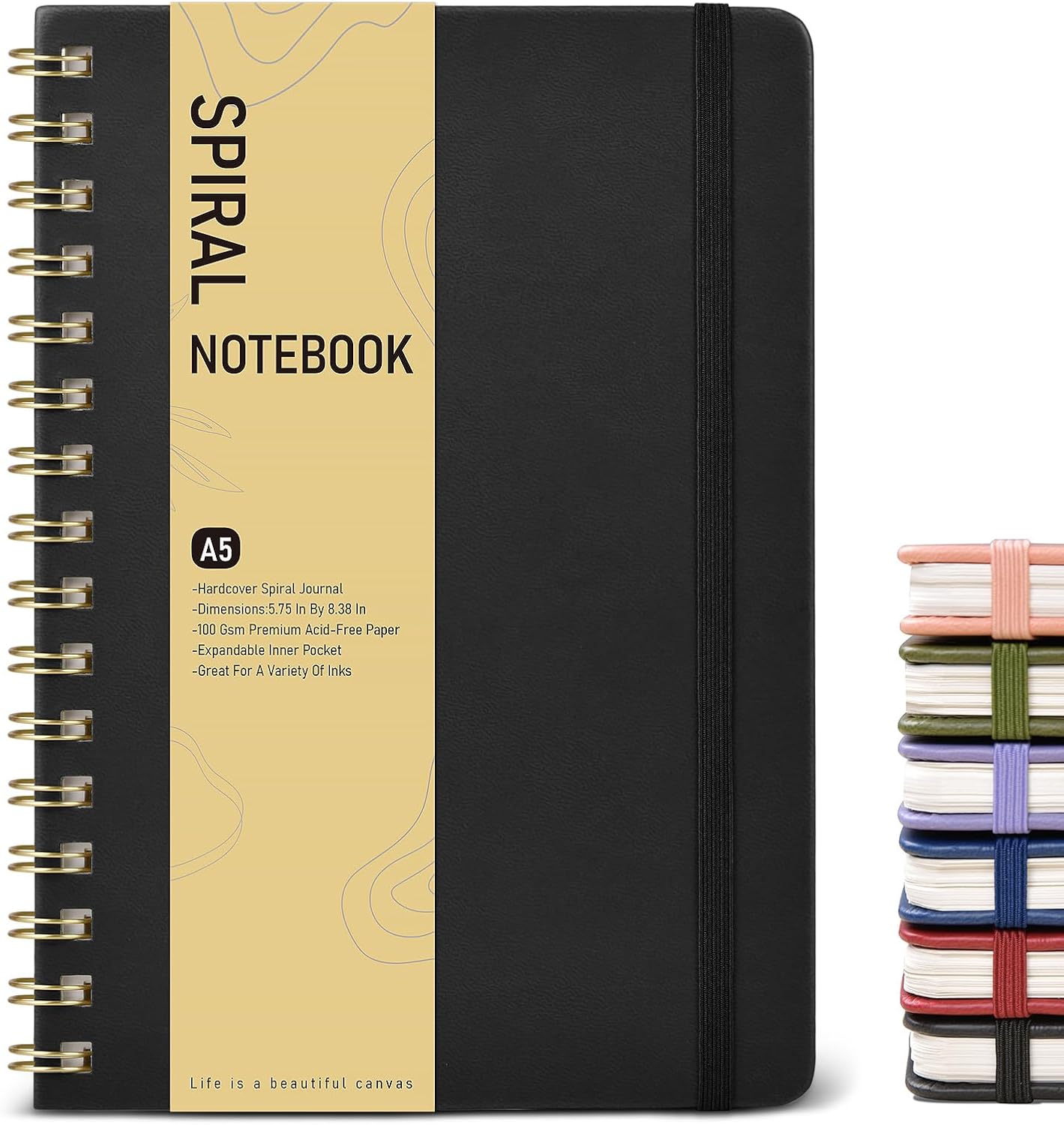 Graph Spiral Journal Notebook, A5 Hardcover Spiral Journals for Women Men, 100 GSM Graph Paper Notebooks, 150 Pages Spiral Bound Grid Notebook for Writing Note Taking Work 5.75" x 8.38" Olive Green