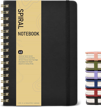 Graph Spiral Journal Notebook, A5 Hardcover Spiral Journals for Women Men, 100 GSM Graph Paper Notebooks, 150 Pages Spiral Bound Grid Notebook for Writing Note Taking Work 5.75" x 8.38" Olive Green