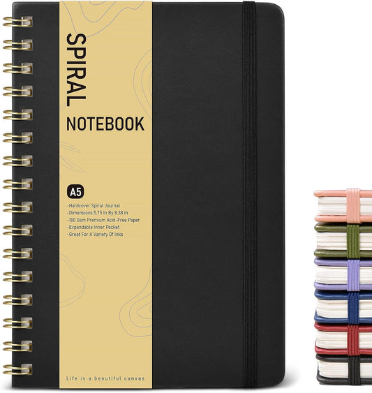 Graph Spiral Journal Notebook, A5 Hardcover Spiral Journals for Women Men, 100 GSM Graph Paper Notebooks, 150 Pages Spiral Bound Grid Notebook for Writing Note Taking Work 5.75" x 8.38" Olive Green