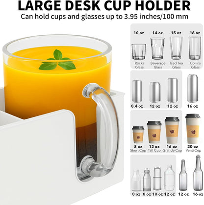 Deeper Desk Cup Holder, OOKUU Anti-Spill Cup Holder for Desk or Table, Sturdy and Durable, Easy to Install, Enough to Hold Coffee Cups, Water Bottles, Gaming PC Office Accessories, Black