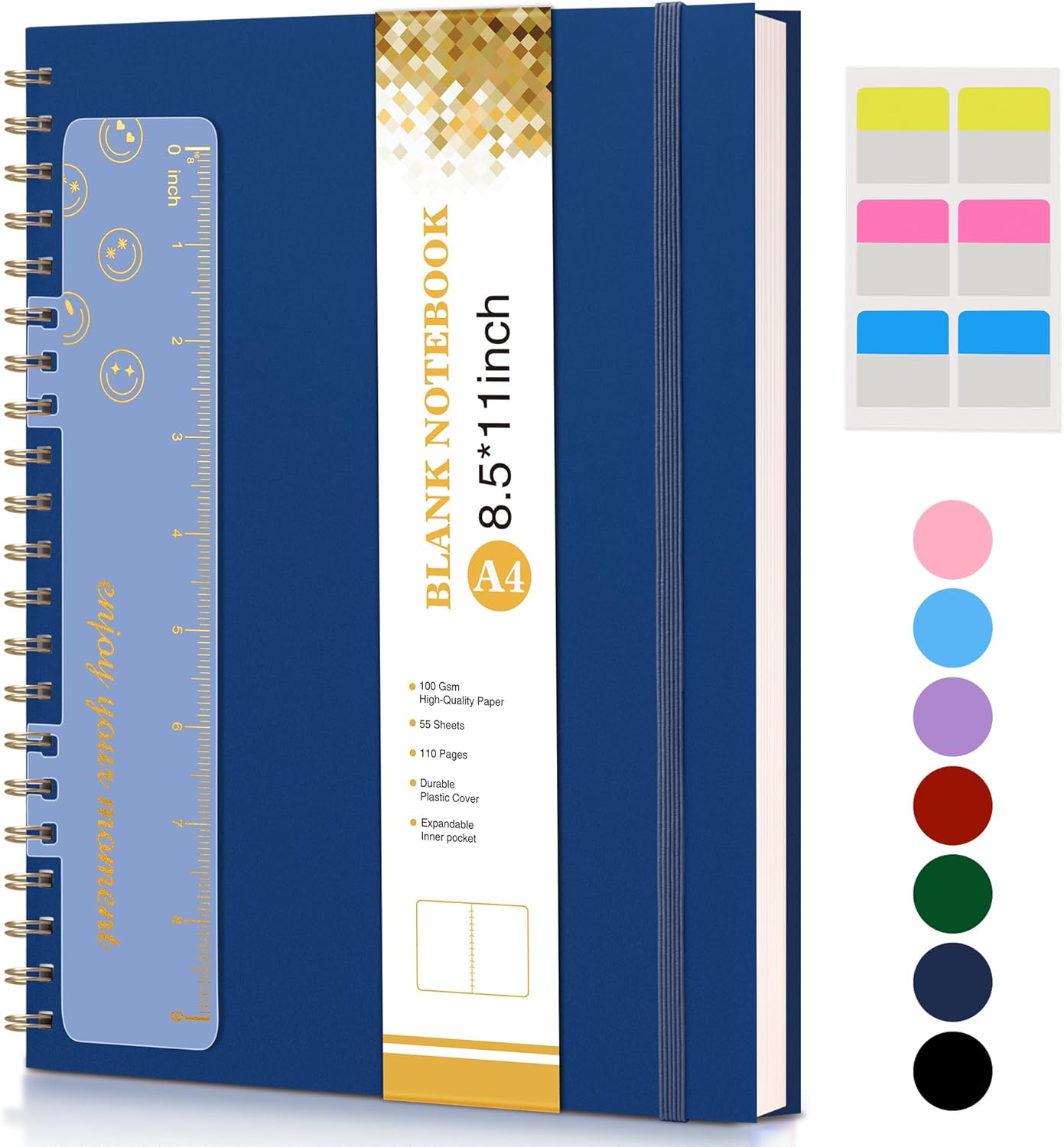 Dotted Notebook, Spiral Notebook Journal 8.5” x 11”, A4 Large Dot Grid Notebooks for Women Men, 100 GSM Dotted Paper, Plastic Hardcover Spiral Bullet Journals for Work School Sketching, Green