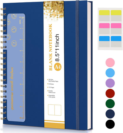 Dotted Notebook, Spiral Notebook Journal 8.5” x 11”, A4 Large Dot Grid Notebooks for Women Men, 100 GSM Dotted Paper, Plastic Hardcover Spiral Bullet Journals for Work School Sketching, Green