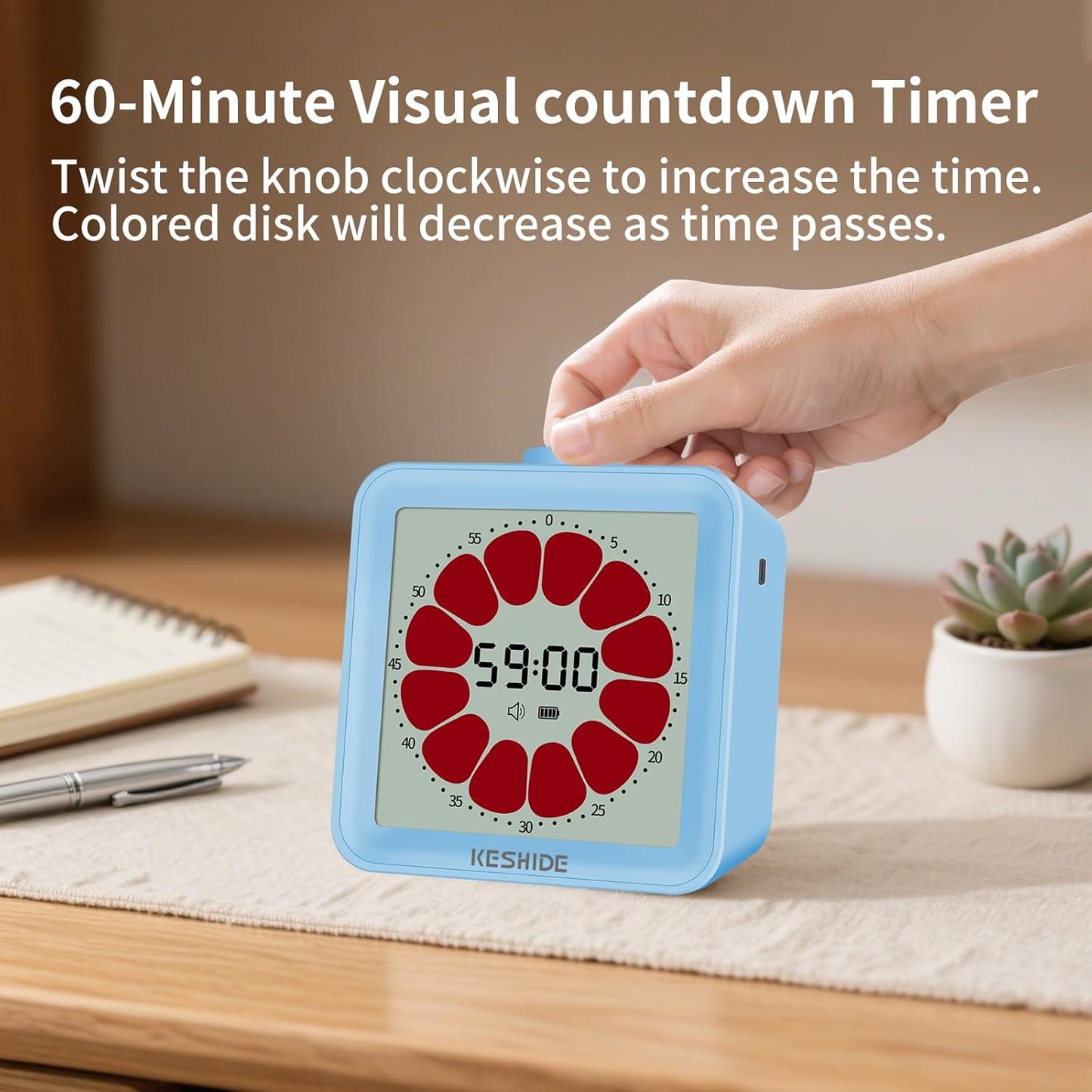 Visual Timer for Kids and Adults,LCD Digital 60-Minute Countdown Timer Silent Classroom Timer, Time Management Tool for Home, School, or Work