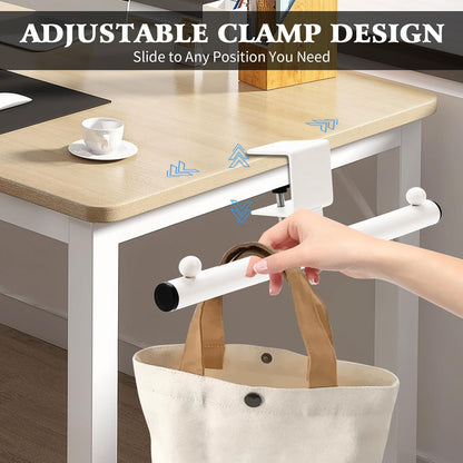 Heavy-Duty Bag Hook for Desk or Table - Alloy 80lbs Capacity Backpack Holder, Purse Hook for Table & Handbag Hanger, Space-Saving Organizer for Classroom, Dorm, Office Desk Accessories (White)