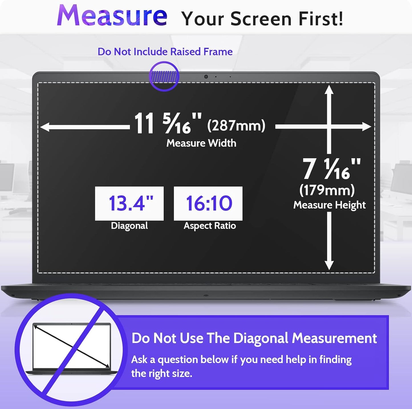 Peslv 15.6 Inch Laptop Privacy Screen Compatible With Lenovo Hp Dell Acer Asus Thinkpad Envy Xps, 16:9 Aspect Removable Anti Glare Blue Light Filter Protector, 15 In Computer Monitor Security Shield