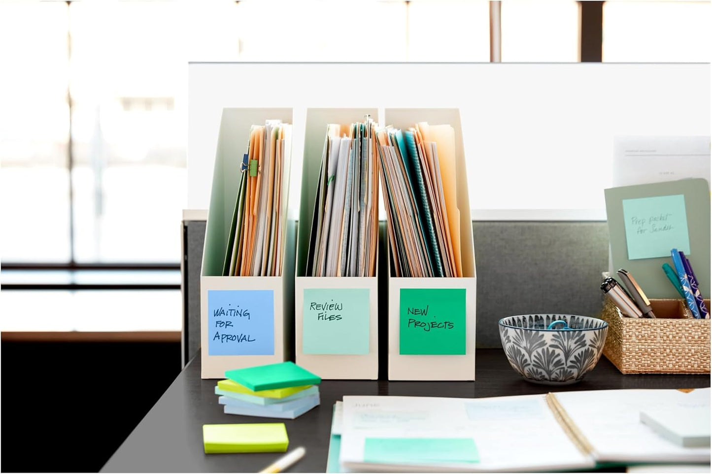 Post-it 100% Recycled Paper Super Sticky Notes, 3 in. x 3 in., 5 Pads, 70 Sheets per Pad, Wanderlust Pastels, School Supplies and Office Products