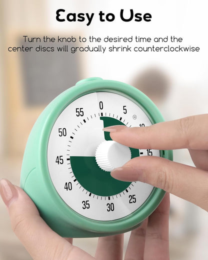 Visual Timer for Kids with Pause Button, 60-Minute Countdown Timer with Silent Operation, Desk Pomodoro Timer Kid Time Management Tools for Classroom, Office and Kitchen, Pink