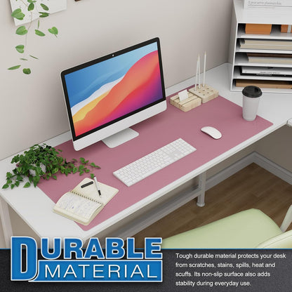 K KNODEL Large Office Leather Desk Mat, Mouse and Keyboard Pad, Computer and Laptop Mat, Desktop Protector and Cover, Writing Pad and Blotter (31.5"x15.7", Black)