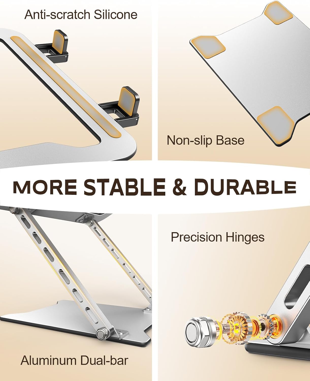RIWUCT 2026 Ultra-Slim Portable Laptop Stand for Desk, Height Adjustable & Dual-Bar Support Laptop Riser Holder, Ventilated Computer Stand, Compatible with MacBook/Dell/HP(10-15.6"), Gifts for Men/Dad