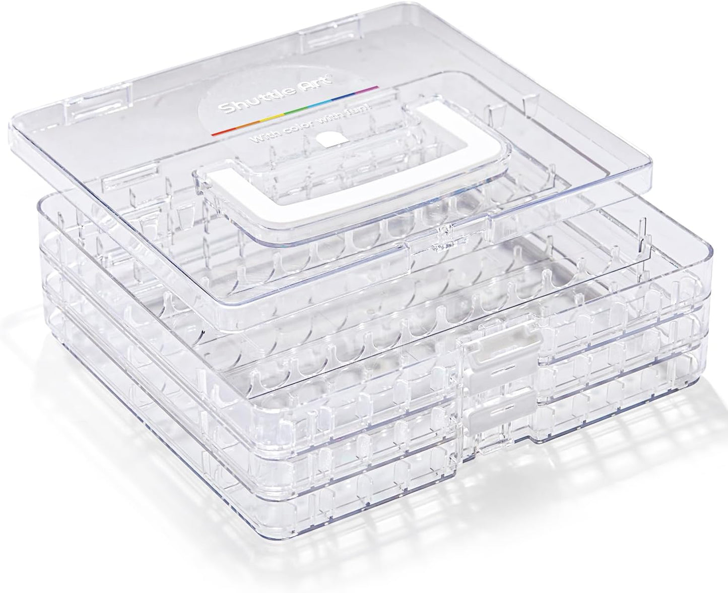 Shuttle Art 36 Automatic Ink Control Acrylic Paint Markers Organizer, Portable 3-Layer Transparent Storage Box, Stackable Pen Holder for Art Supplies,Ideal for Home, Office & School Desk Organization