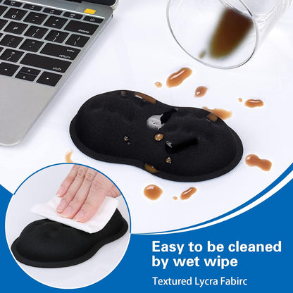 Mouse Wrist Rest, Canjoy 2 Pack Memory Foam Soft Fabric Mouse Wrist Rest Pad Support Cushion with Anti-Skid Rubber Base,Ergonomic Pain Relief Mouse Hand Rest (Black)