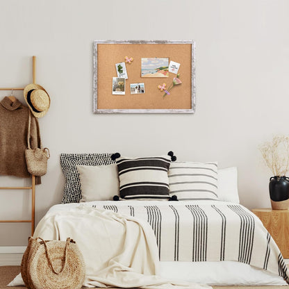 Cork Board Bulletin Board, 11.8x8.6 inches Mini Decorative Hanging Framed Cork Boards for Walls, Pin Board Vision Board for School Home Office, Bulletin Board with Wooden Frame(2230,WH,1p)