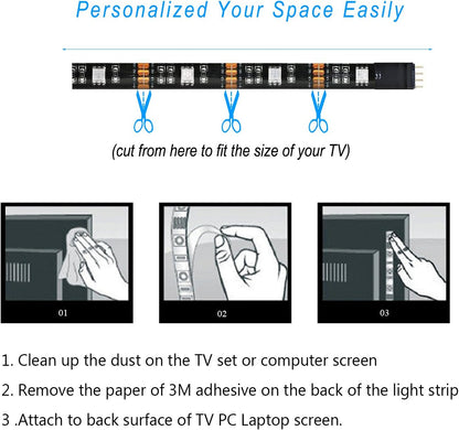 LED TV Backlight,SMY USB LED Strip Light,RGB Multi-Colour LED Light Strip Kit Waterproof IP65, 30LED with Wireless Remote Controller for TV/PC/Laptop Bias Lighting (3.28Ft)