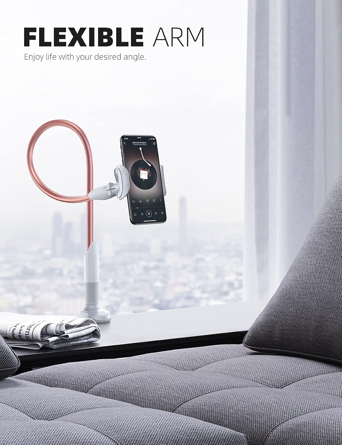 Lamicall Gooseneck Phone Holder for Bed - Cell Phone Mount Clamp Clip, Flexible Long Arm, Overhead Mount for Desk Headboard Bedside, Gifts for iPhone Air 17 Pro Max, 16 15 14 Pro Max and 4-7" Phone