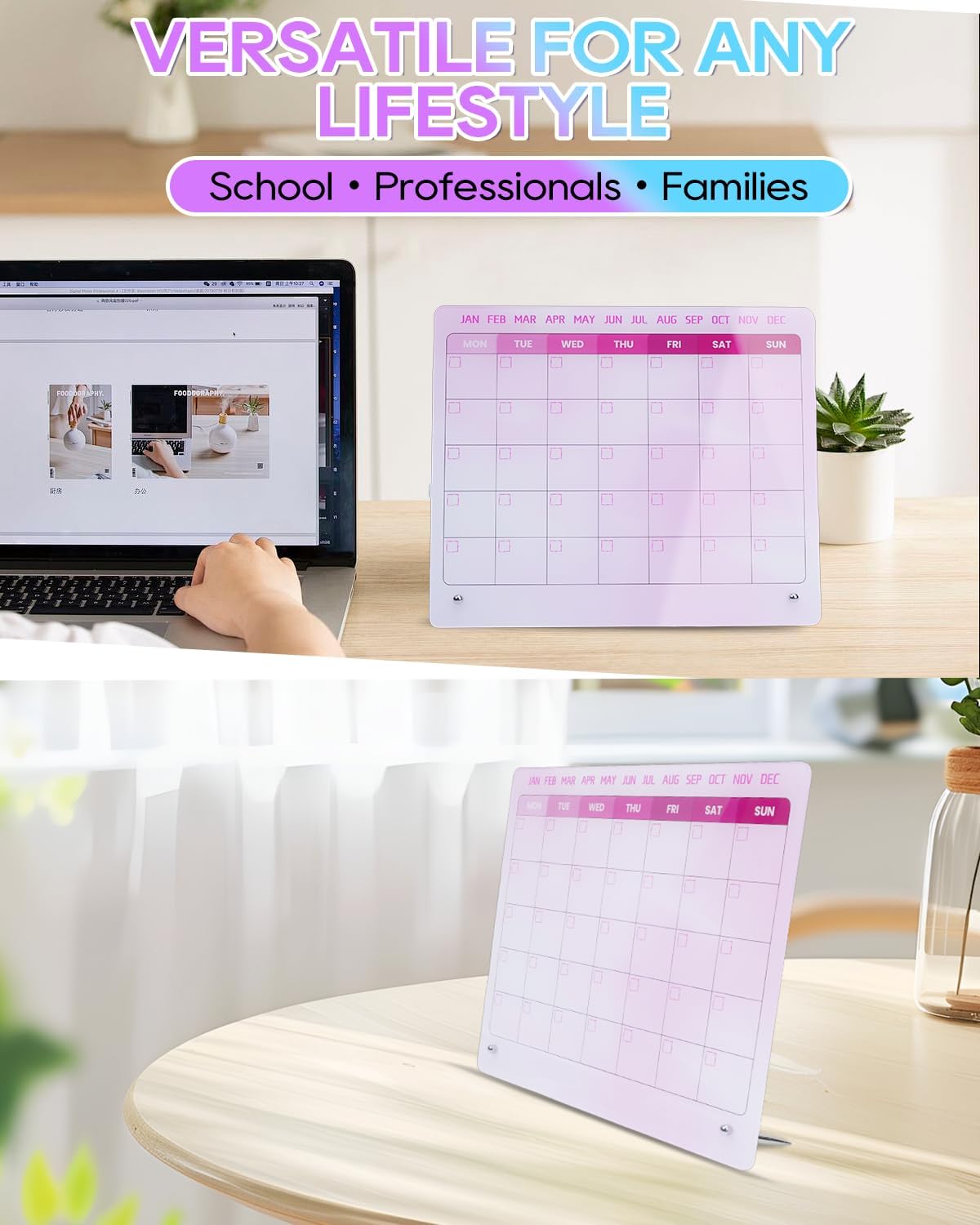 UCEC Dry Erase Calendar for Desk, 12" x 10" Weekly Planning Reminder Board, Dry Erase to Do List Calendar for Office with Stand and Pen Clip for Home Office & School Organization