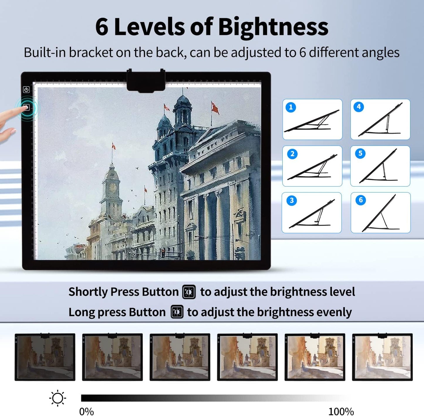 Rechargeable A4 Light Pad with Innovative Stand and Top Clip, Elice Wireless Bright Light Tracing Board Portable LED Artcraft Tracer Box for Artists, Drawing, Cricut Weeding Vinyl, Diamond Painting