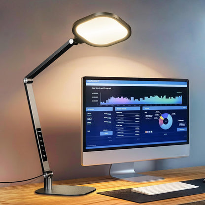 LitONES LED Desk Lamp for Home Office, 15W Desk Light with CRI >95, Memory & Timer Function, 1200LM Dimmable Computer Light for Video Calls, Conference, Reading, Study (White)