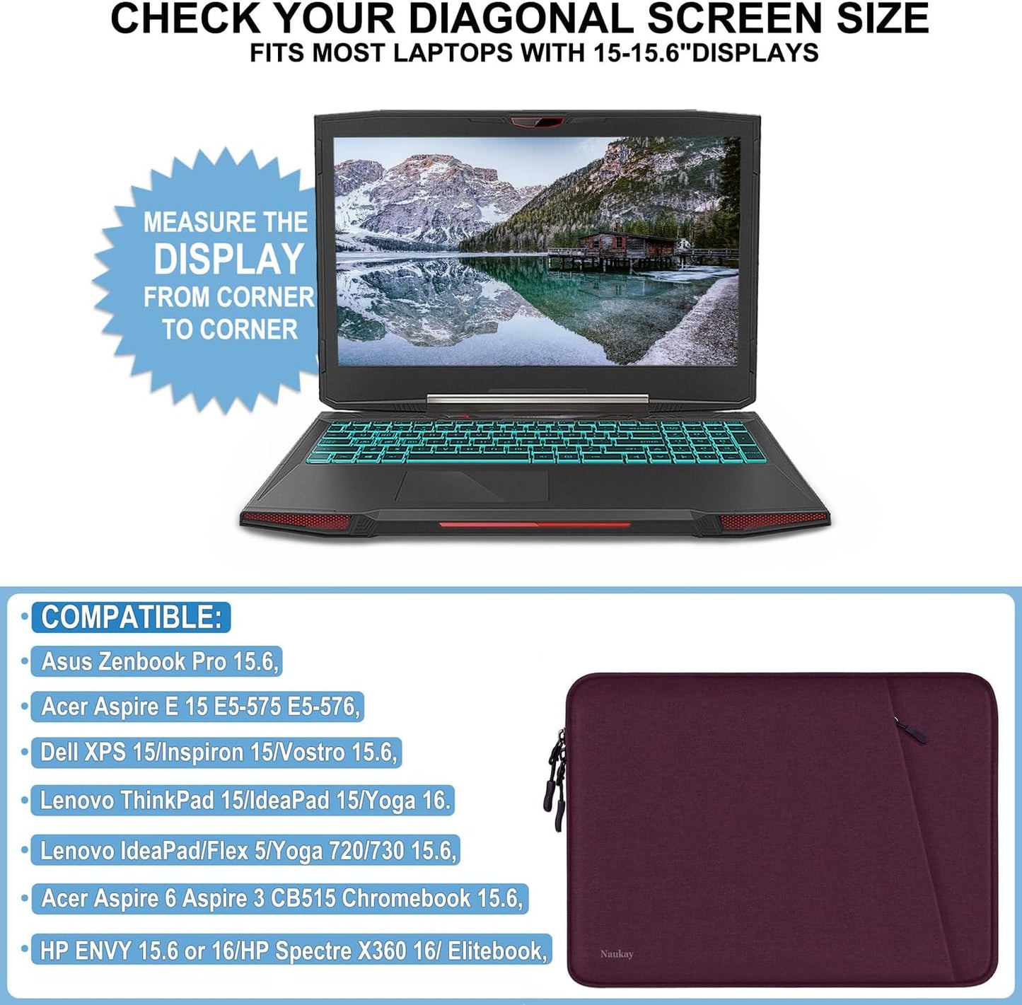 Laptop Sleeve Case 13.3 inch, Shockproof Protective Computer Cover with Accessories Pocket, Portable Laptop Bag Compatible with MacBook Air/Pro 13-13.3 inch, Compatible for MacBook Pro 14 inch, Black | Shockproof
