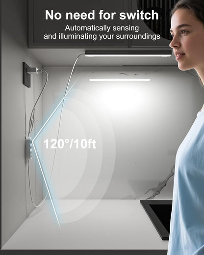 ASOKO LED Under Cabinet Lighting USB Plug-in, Dimmable, 3 Color Temperature, 14.5 in, Under Counter Lights for Kitchen,Shelf,Cupboard, Under Desk Monitor Light Bar (Sliver, 14.5 inch-2 Pack)