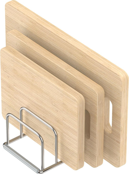 KORRTFID Cutting Board Holder Stand, Chopping Board Storage Rack, Cutting Board Organizer, 304 Stainless Steel Chopping Board Holder, Cookie Sheets Organizer 1.0+1.2 Inch Width Slots(Large)