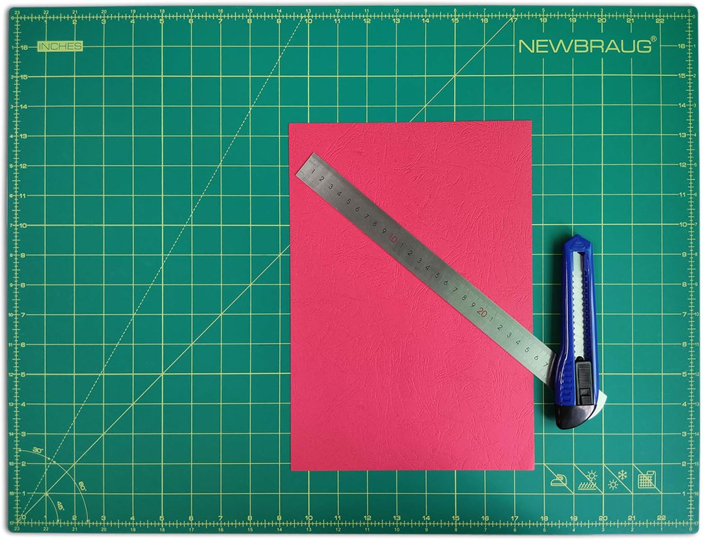 NEWBRAUG 18'' × 24'' Perfect Self Healing Cutting Mat, Non-Slip Gridded Rotary Cutting Board, Necessary for Quilting, Sewing, Craft, Fabric & Scrapbooking(Green/Black)…