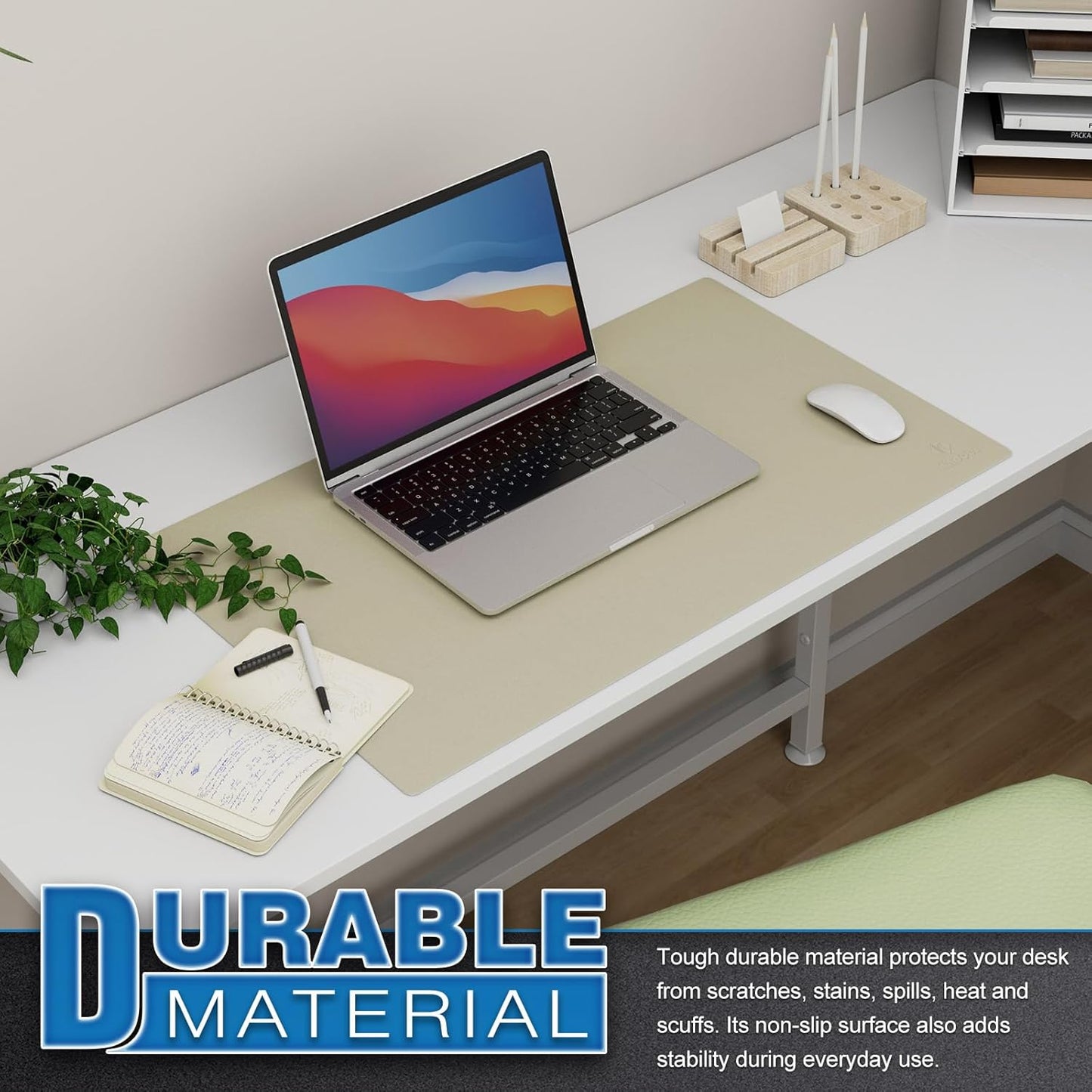 K KNODEL Large Office Leather Desk Mat, Mouse and Keyboard Pad, Computer and Laptop Mat, Desktop Protector and Cover, Writing Pad and Blotter (31.5"x15.7", Black)