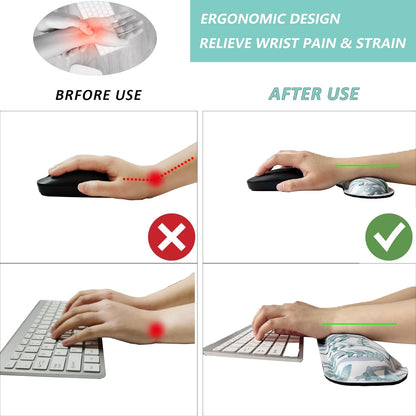 Keyboard Wrist Rest Mouse Wrist Support Set, Memory Foam Wrist Rest Pad for Computer Laptop Keyboard Mouse, Ergonomic Wrist Cushion Support for Typing Pain Relief, Gaming Home Office, Flowers Grass