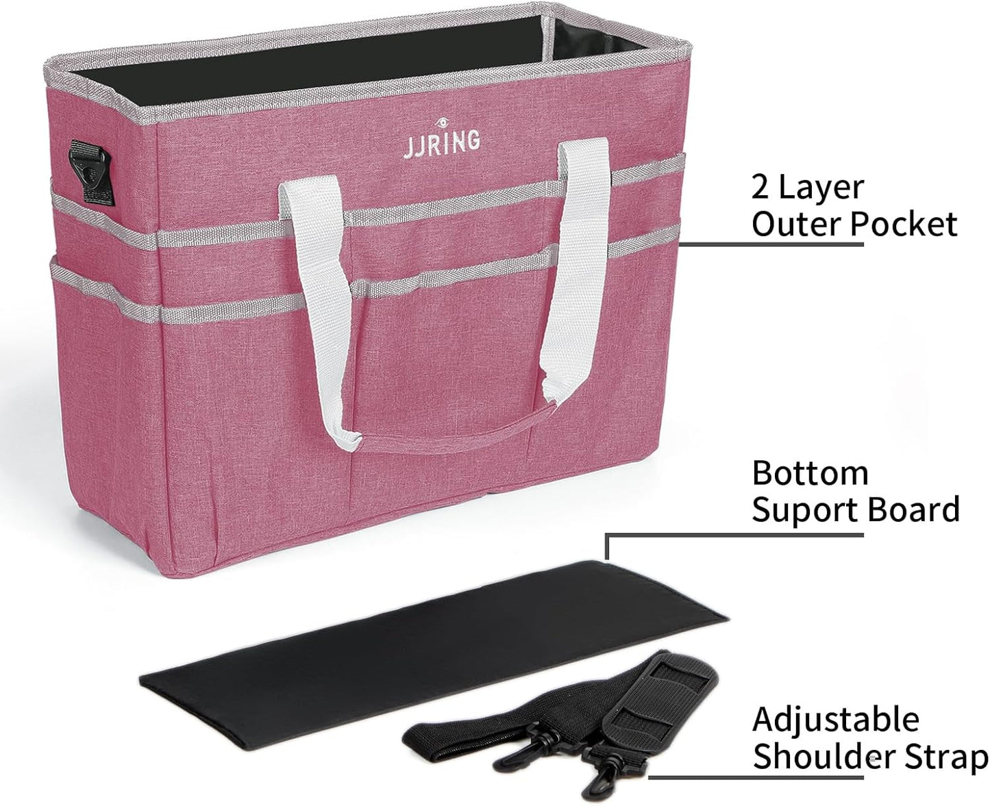 JJRING Craft Organizer Tote Bag for Art Storage, Caddy with Multiple Pockets, Bluish Green Sewing Bag for Scrapbooking, School, Medical, and Office Supplies