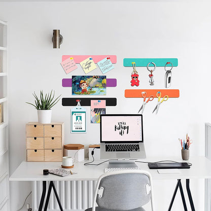 Felt Pin Board Bar Strips Bulletin Board for Bedrooms Offices Home Wall Decoration, Notice Board Self Adhesive Cork Board with 35 Push Pins for Paste Notes, Photos, Schedules