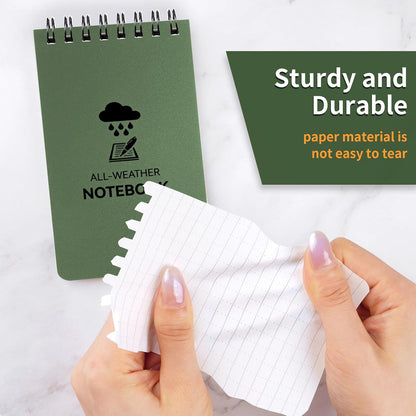 COIDEA 3 Pack Waterproof Notebook, 3 x 5 Pocket Notepad, All Weather Small Pocket Notebook Paper, Mini Spiral Notepad Police Notepad 100 Lined Pages for Outdoor Office
