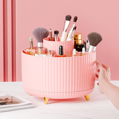 fanado 360° Rotate Makeup Brush Holder Organizer, Makeup Organizers Countertop, Makeup organization and Skincare Storage for Vanity, Desktop, Bathroom (White)