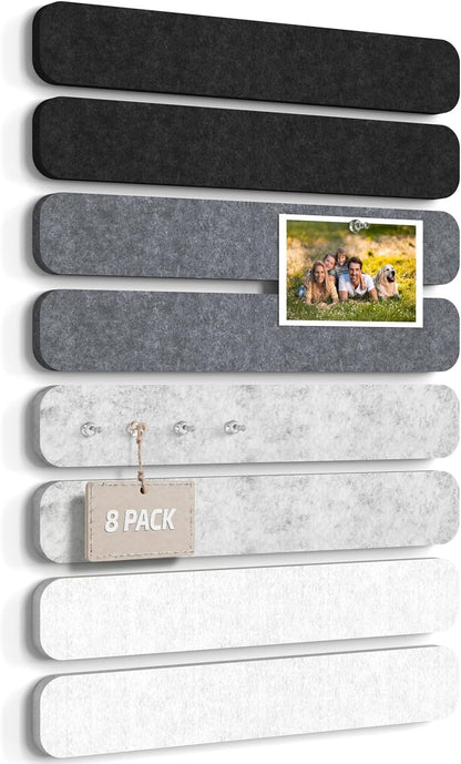 JBER Felt Strip Board 5 Pack 13"x2", Cork Board Alternative Pin Bulletin Board, Self-Adhesive Vision Board with 25 Push Pins for Walls, Office & Home Decor(Light Camel)