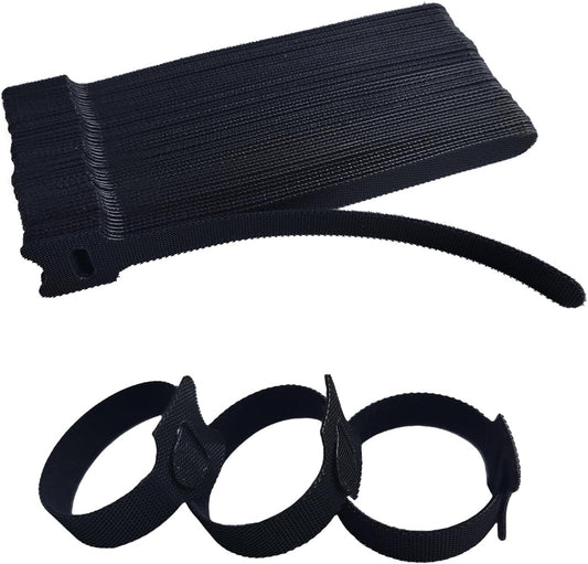 200 PCS 6 Inches Black Reusable Cable Ties, Adjustable Cord Straps, Cable Organizer, Cord Wrap and Hook Loop Cords Management,Adjustable Cord Ties for Organizing Home,Office,Garden,Data Centers