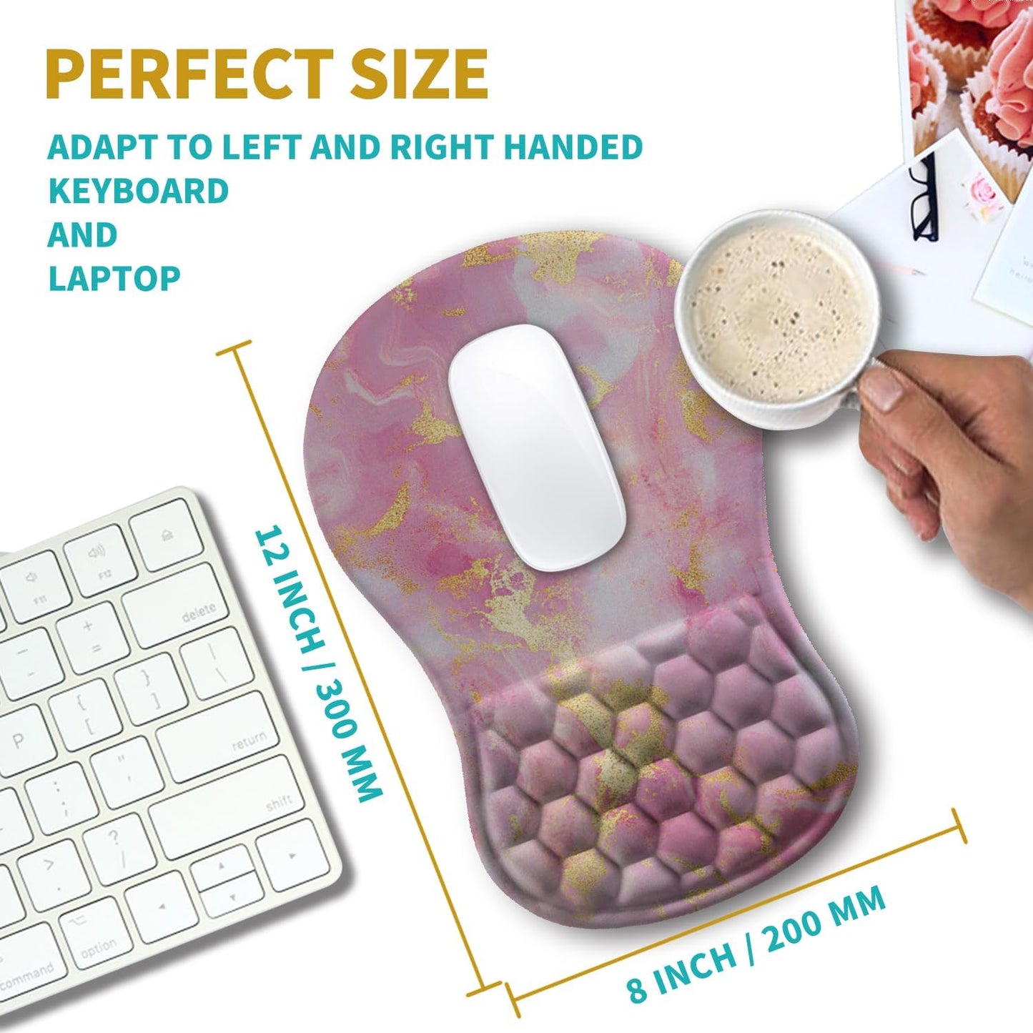 Hokafenle Ergonomic Mouse Pad Wrist Support, Wrist Rest Mousepad for Carpal Tunnel Pain Relief with Integrated Memory Foam Slope Massage Bulge (11.8x7.9 inch,Topographic Contour)