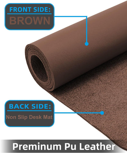 Leather Desk Pad Protector, Office Desk Mat, Large Mouse Pad, Non-Slip PU Leather Desk Blotter, Laptop Desk Pad Desk Accessories for Office and Home (Black, 40" x 17")