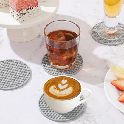 TWTLi Silicone Coasters Set of 8 with Holder,Coasters for Drinks,Beer,Coffee Coasters,Suitable for Kinds Cups,Hot or Cold,Anti-SLI,Non-Stick,Anti-Overflow Tabletop Protection and Decor (8 Pcs, Black)