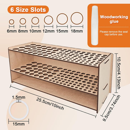 Wooden Paint Brush Holder with Wood Glue 69 Holes MDF Paintbrush Holder Organizer Artist Brush Holder Paint Brush Stand Rack for Artist Brushes Pens Pencils