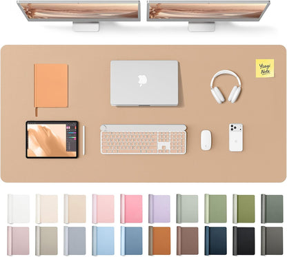 YSAGi Leather Desk Pad Protector, Office Desk Mat, Large Mouse Pad, Non-Slip PU Leather Desk Blotter, Waterproof Laptop Desk Writing Pad for Office and Home (23.6" x 13.8", Eggshell) - Colors B