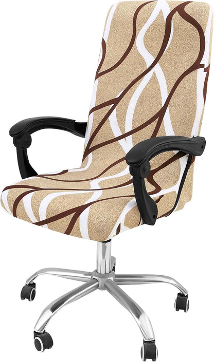 Smiry Stretch Printed Office Chair Armrest Covers, 2 Pcs Soft Fit Removable Washable Computer Desk Chair Arm Covers Protector, Black