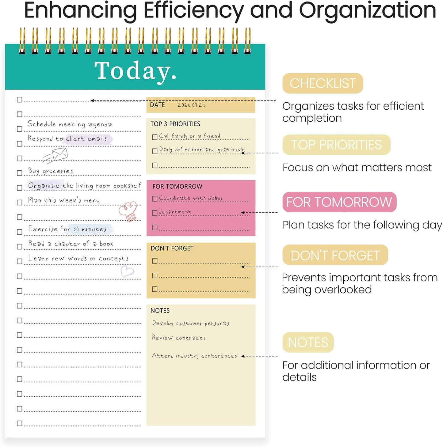 To Do List Notepad - To Do List Notebook for Work with 52 Sheets, Undated Daily Planner Perfect for Enhanced Productivity and Goal Achievement - Green
