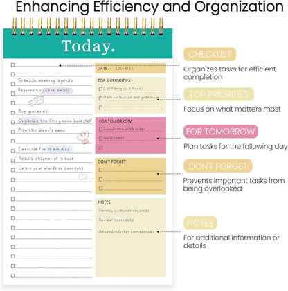 To Do List Notepad - To Do List Notebook for Work with 52 Sheets, Undated Daily Planner Perfect for Enhanced Productivity and Goal Achievement - Green