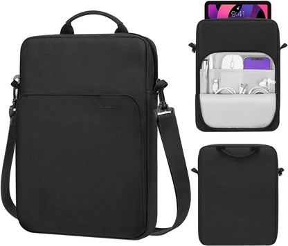 MoKo 13 Inch Tablet Sleeve Bag, Fits with 13 Inch New iPad Pro M5 & Air M4/M3, iPad Pro 12.9 M2&M1,Surface Laptop Go 12.4,Galaxy Tab S8+/S9+ 12.4,Handle Carrying Case with Shoulder Strap,Black &Gray